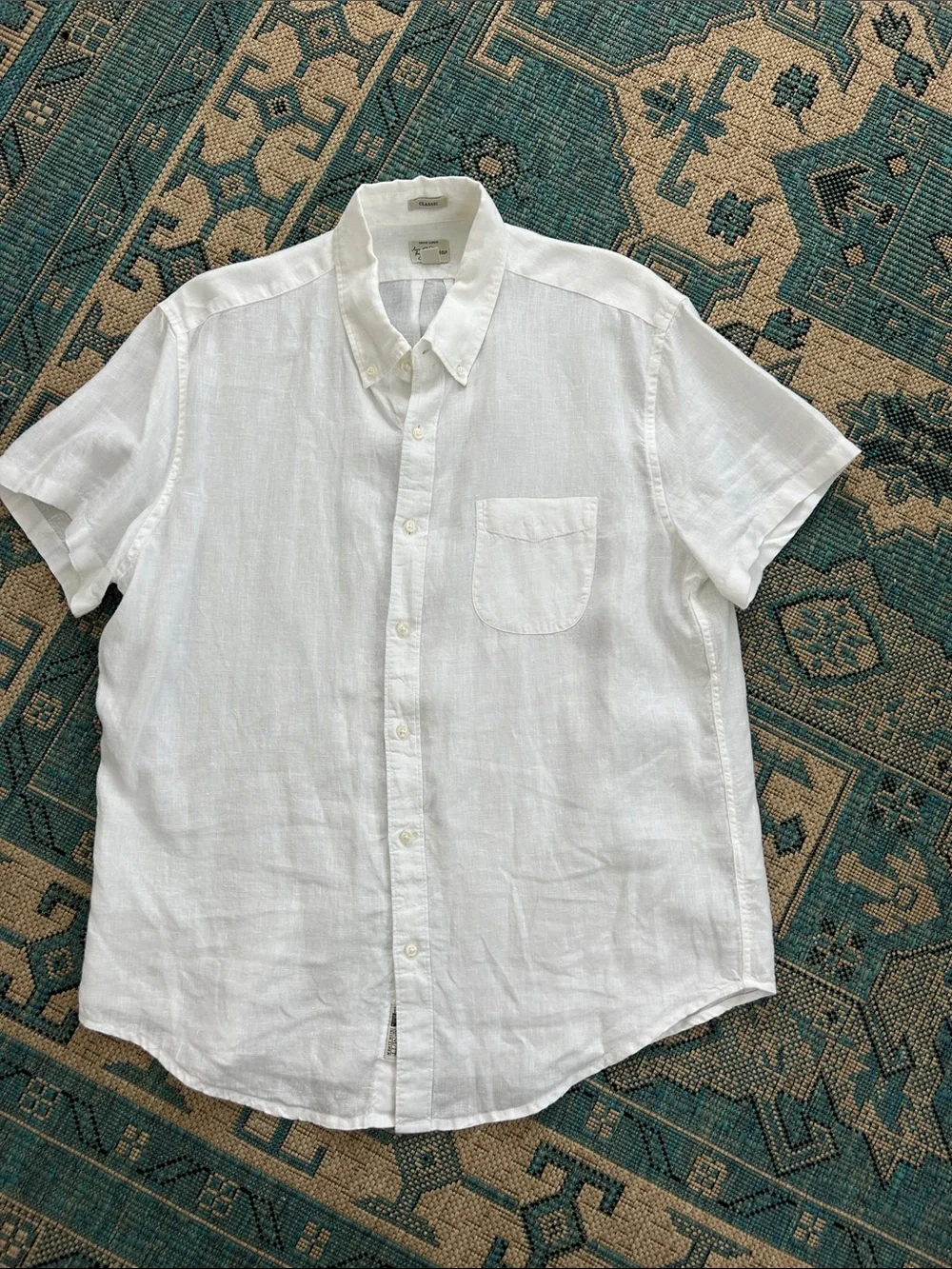 J. Crew White Short-Sleeve Linen Button-Down Shirt
